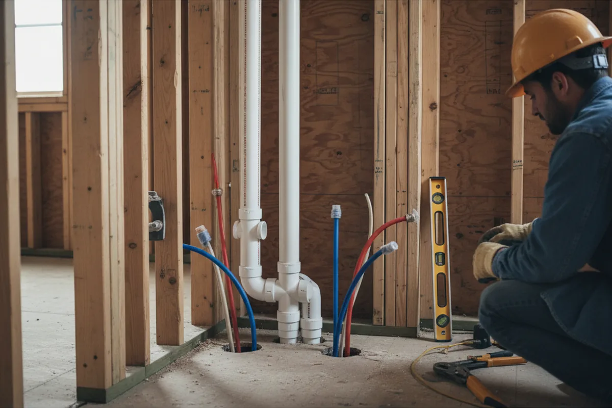 Drain and supply rough-in during Drain Cleaning in Beresford