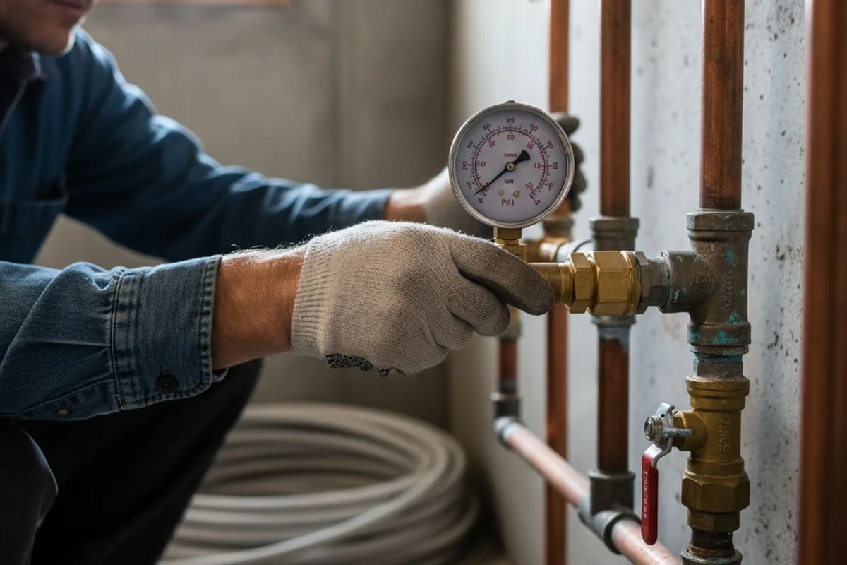 Pressure testing a repaired line during Water Line Repair in Beresford